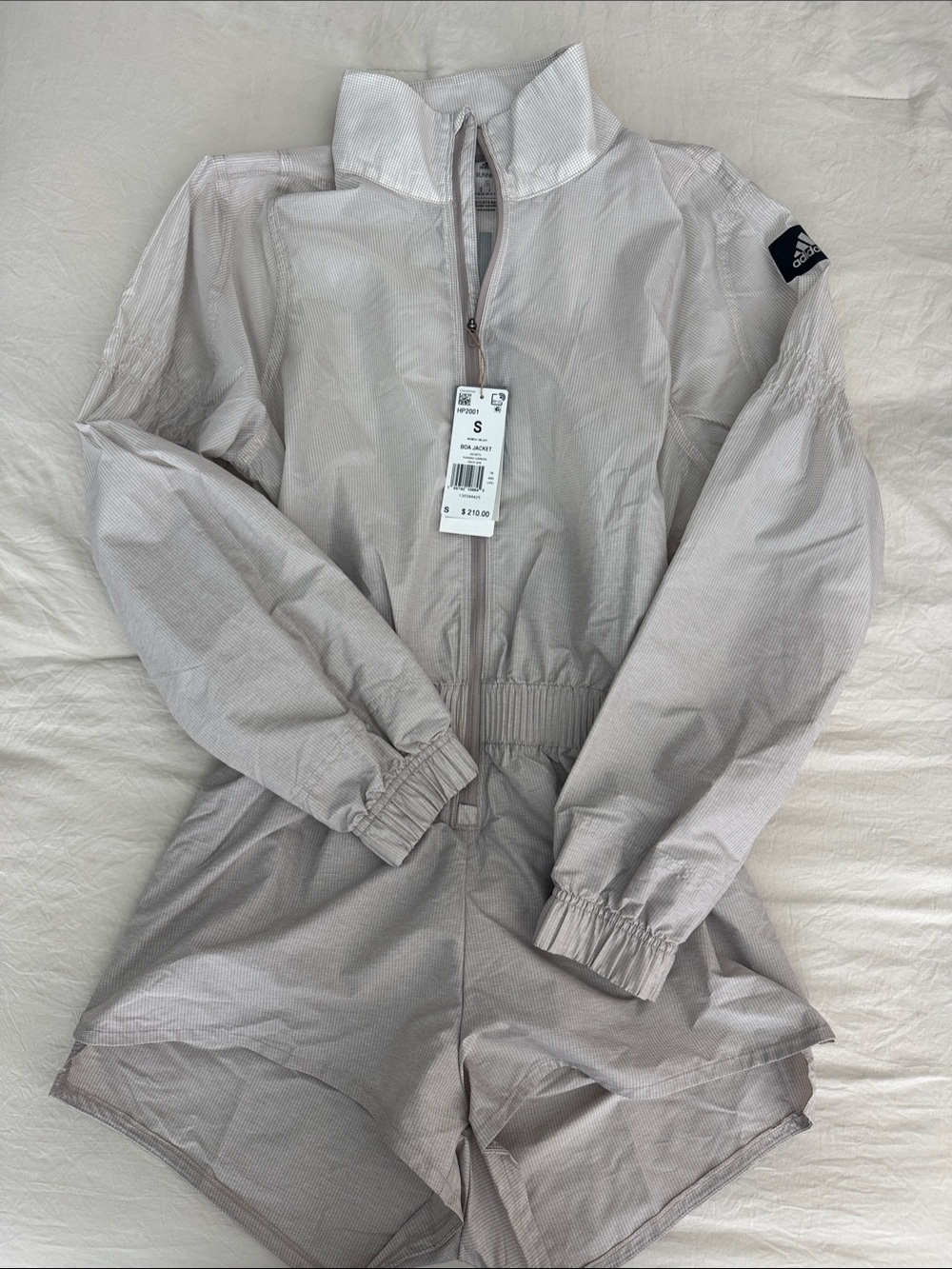 adidas Women's Pale Gray Romper Zip-Front Jacket- NWT- small